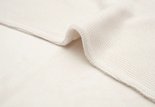 Deken Wieg 75x100cm Basic knit Ivory/Coral Fleece