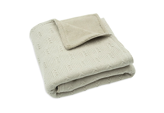 Deken Wieg 75x100cm Grain Knit - Olive Green/Velvet